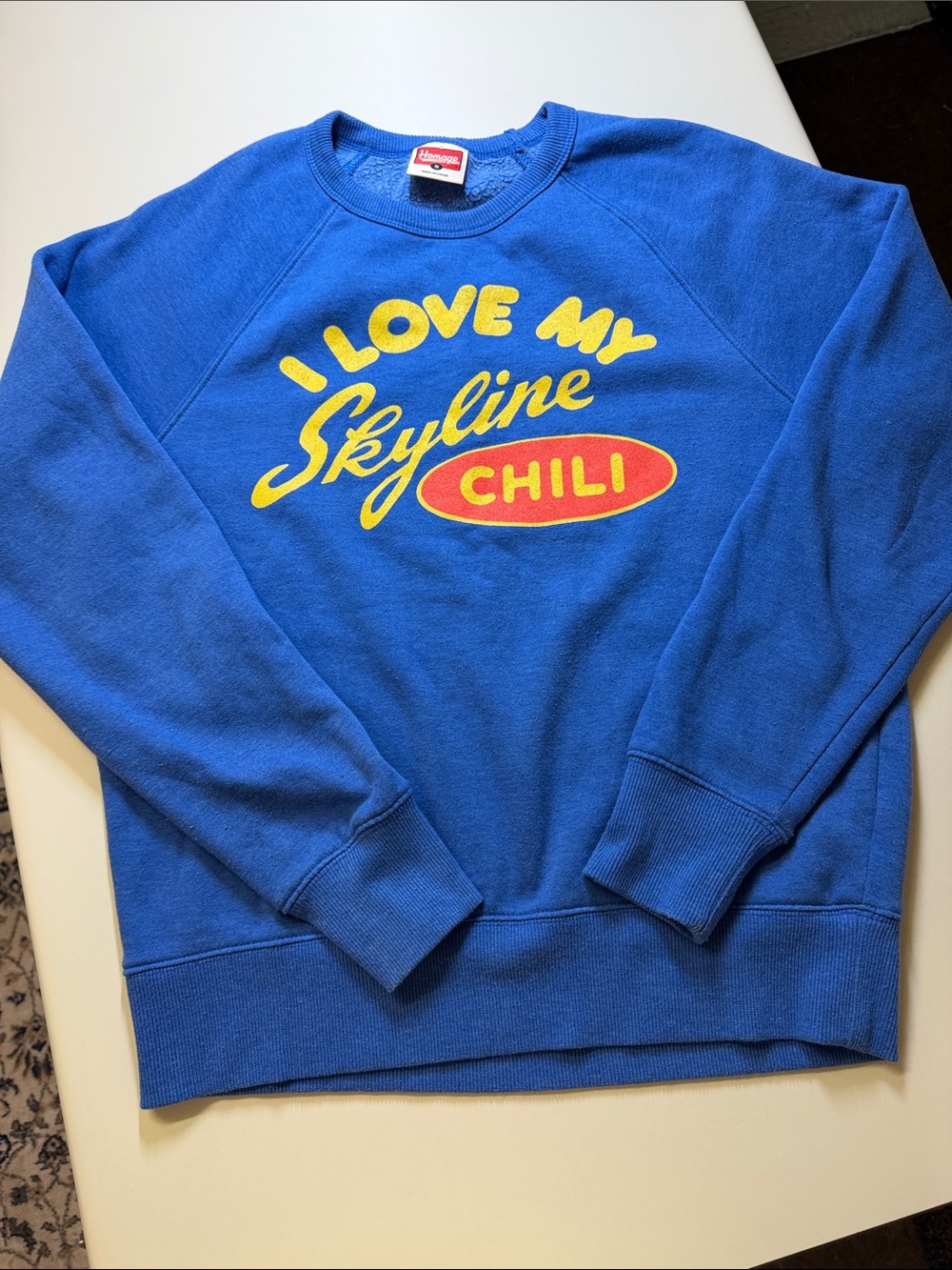 Homage Vintage Skyline Chili 'I Love My Skyline' Blue Crewneck Sweatshirt